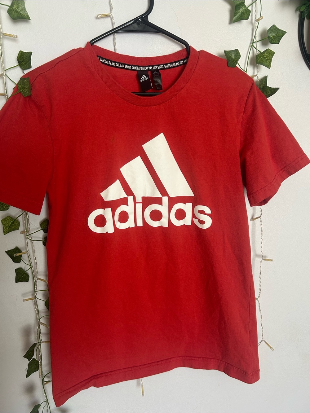 adidas Red Short Sleeve Tee with White Logo